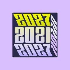2027 2021 2027 pixel block retro gaming vector year