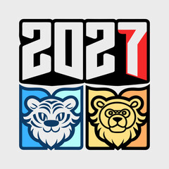 2027 graphic with tiger and lion faces animal