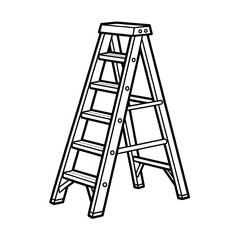 Folding Step Ladder Coloring Page Tool Outline Illustration