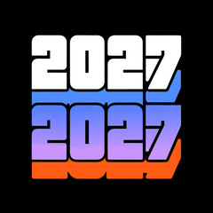 2027 year numbers in retro 8 bit style vector