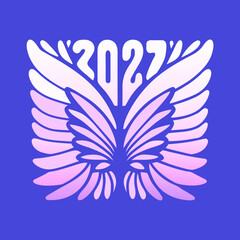2027 year wings graphic design vector