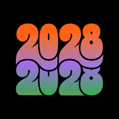 2028 numbers with gradient fill on black year new year
