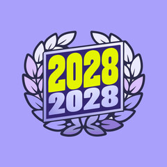 2028 year emblem with laurel wreath award 1