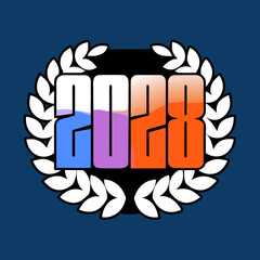 2028 year number with laurel wreath vector award