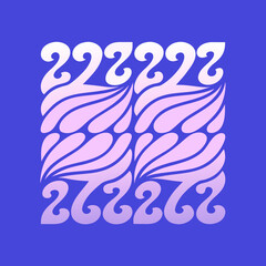 Abstract flowing shapes in pink and white on blue background