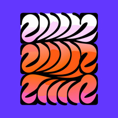 Abstract wavy shapes in pink orange and white on purple