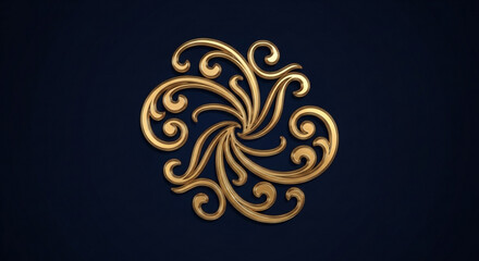 Elegant golden swirl design on a dark blue background, perfect for adding a touch of luxury and sophistication to any project, creating a visually appealing and memorable design