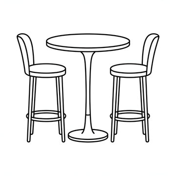 Bar Table and Stools Coloring Page Simple Furniture Line Art