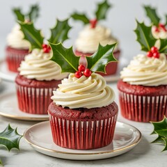 Festive Christmas Red Velvet Cupcakes with Cream Cheese Frosting