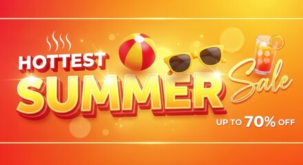 Hottest summer sale up to 70% off with beach ball sunglasses and drink