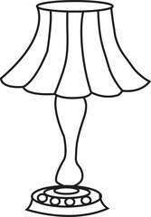 Vintage Table Lamp Line Art Drawing with Decorative Base for Home Decor Coloring Book Page