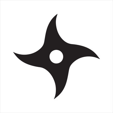 Silhouette Ninja shuriken throwing star black and white Vector Illustration