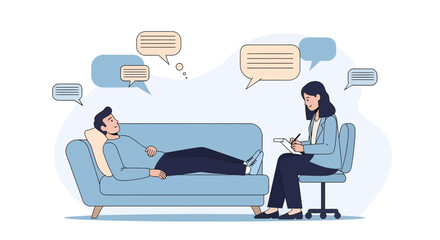 Therapist Consulting Patient About Mental Health Issues In A Session For Healthcare