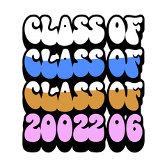Class of 2026 retro wave text design graduation school