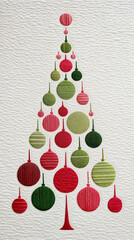 Christmas tree composed of ornaments vertical on textured background