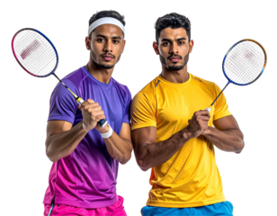 Mixed Badminton Team in Bright Uniforms PNG