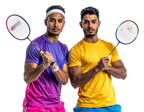 Mixed Badminton Team in Bright Uniforms PNG