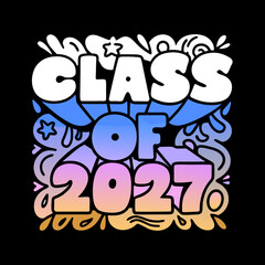 Class of 2027 doodle with abstract shapes graduation
