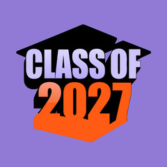 Class of 2027 graduation cap graphic academic