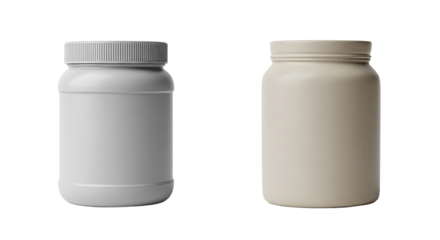 Blank White Plastic Jars for Packaging and Storage.