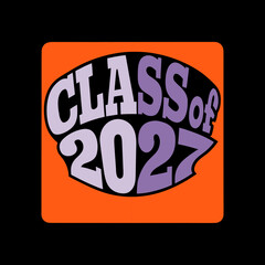 Class of 2027 text graphic with purple and light purple lettering
