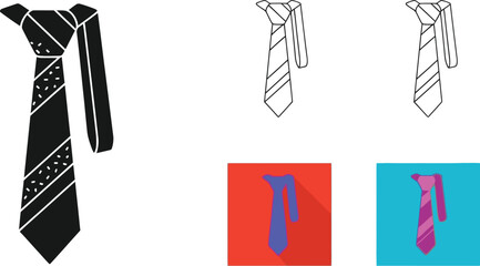 Black and white illustration of neckties in various styles and colors