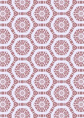 This design showcases a repeating pattern of hexagons and star shapes in soft pink and white. Ideal for textile or wallpaper designs, it adds elegance and charm.