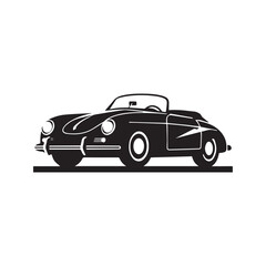 Classic German Sports Car Vector Silhouette. Vintage Retro Convertible Automobile Icon. Old Speedster Graphic Illustration Isolated on White Background.
