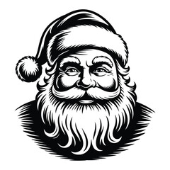 Santa claus vintage portrait illustration with detailed beard and classic festive style, perfect for christmas designs, holiday artwork, winter themes and seasonal creative decoration