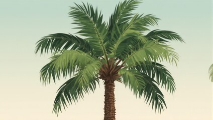 Vibrant Palm Tree Against a Soft Gradient Sky.