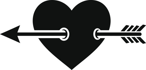 A black heart pierced by an arrow symbolizing love and affection