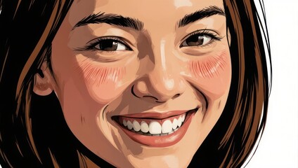 Radiant Smile - A Vector Portrait of Joyful Woman.