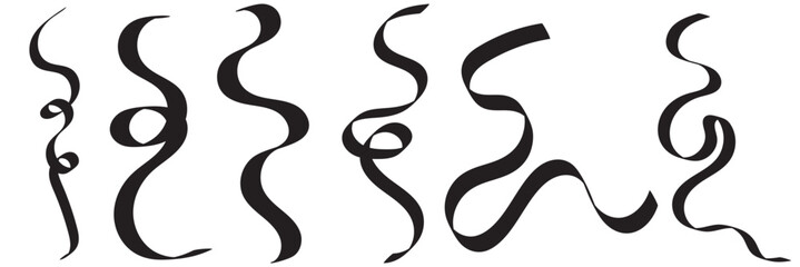 Curly ribbon icon.  Shiny ribbons hanging against a dark backdrop, ideal for celebration themes, festive decorations, party invitations, and holiday design projects.
