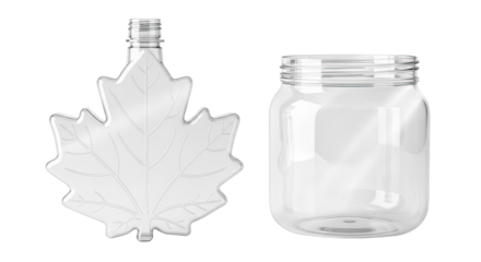 Empty Glass Jar with Maple Leaf Shape Lid.