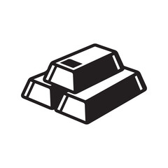 Gold Bars Icon. Stacked bullion vector symbol. Simple black graphic illustration of ingots. Symbol of wealth, banking, finance, and investment, isolated on white background.
