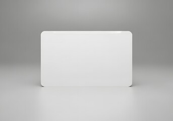 A blank white rectangular card with rounded corners, isolated on a white background, representing a clean and versatile object for various design applications