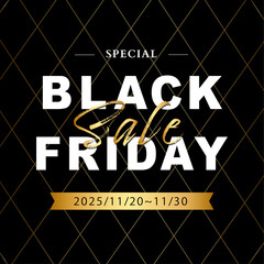 ブラックフライデーPOP（黒&times;金・格子柄）