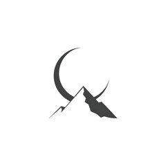 Naklejka premium Mountain peak and crescent moon logo isolated on transparent background design