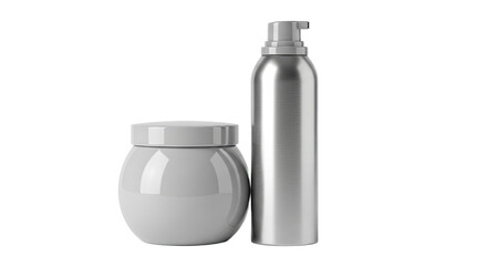 Silver Thermos Bottle and White Container Set.