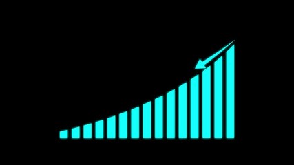 Falling Chart with Arrow Animation, Animated Financial Crisis Chart with Trend Line Graph, Down business graph icon animation on black background.footage of Graph showing fluctuate downward trend.4k - Powered by Adobe