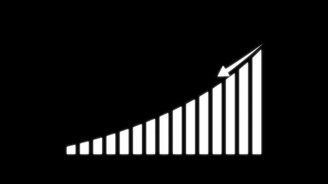 Falling Chart with Arrow Animation, Animated Financial Crisis Chart with Trend Line Graph, Down business graph icon animation on black background.footage of Graph showing fluctuate downward trend.4k