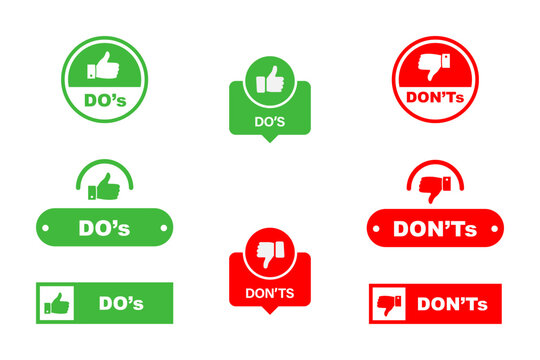 Do's and don'ts icon set on transparent background. DO's and DON'Ts set vector illustration editable