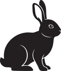 Black Silhouette Rabbit Illustration_Simple Bunny Animal Graphic