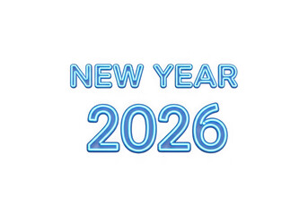 New year 2026 text isolated on transparent background