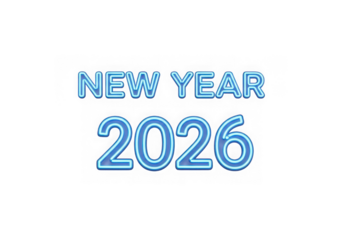 New year 2026 text isolated on transparent background