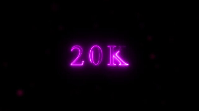  congratulations for neon 20k Follower neon Text Animation. media, celebration social banner vector, 20k template, like, 20k follower business congratulation anniversary, blog card, icon, thank you..