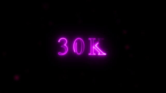  congratulations for neon 30k Follower neon Text Animation. media, celebration social banner vector, 30k template, like, 30k follower business congratulation anniversary, blog card, icon, thank you..