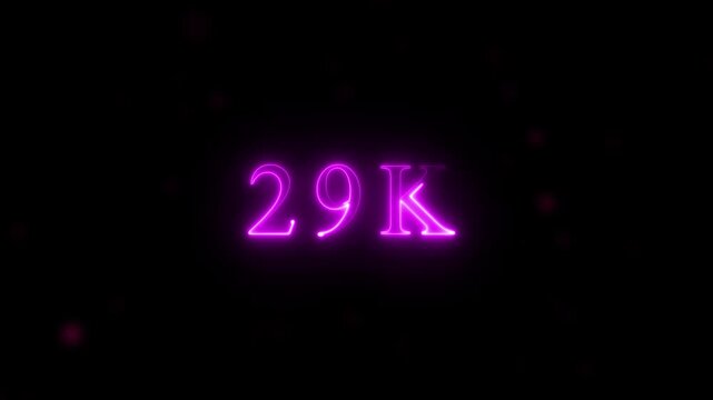  congratulations for neon 29k Follower neon Text Animation. media, celebration social banner vector, 29k template, like, 29k follower business congratulation anniversary, blog card, icon, thank you..