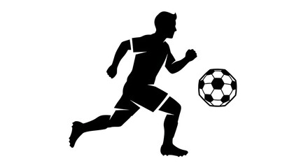 Soccer player silhouette running with ball vector illustration for sports design concept