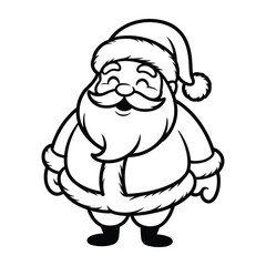 Santa claus cute line art illustration of a jolly christmas character standing with a joyful smile, ideal for holiday coloring pages, festive artwork and seasonal art wok